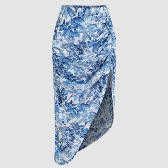 Cider Skirts Cider Blue White Asymmetrical Floral Midi Skirt Poshmark